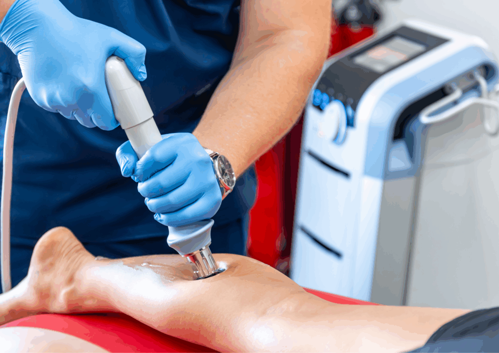 Shockwave therapy session at Central Ohio Spine & Joint in Westerville Ohio