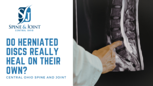 MRI showing lumbar disc herniation with discussion of natural reabsorption and conservative care options